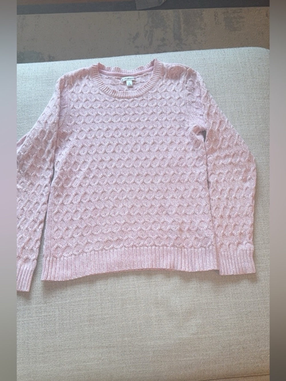 croft & barrow Light Pink Cable Crewneck Sweater